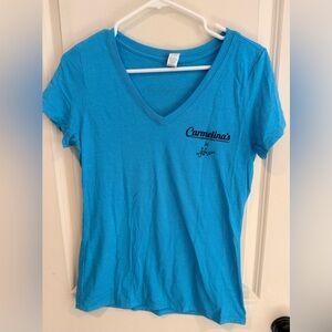 Carmelinas Hanover Street North End Boston Blue Graphic T-Shirt Tee sz S Sinatra